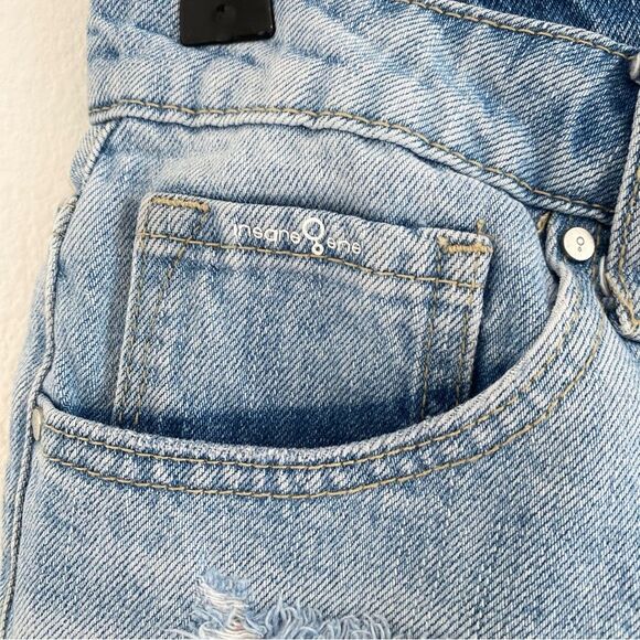 Insane Gene High Rise Front Heavy Light Wash Destroyed Shorts Size Medium - Picture 7 of 15